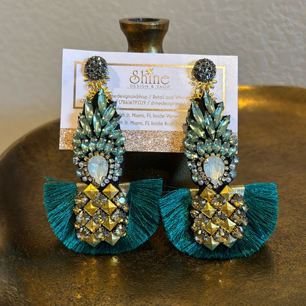Beaded Handmade Pineapple Statement Earrings